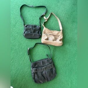 3 Stone Mountain leather women’s purses with adjustable handle length.